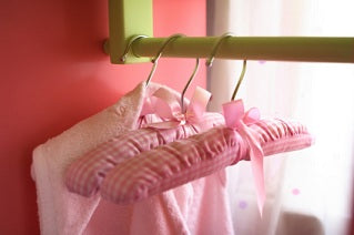 12 Satin Children's Hangers w/Clips (Pink)