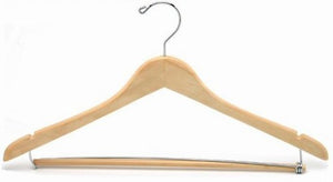  Quality Hangers Wooden Hangers Beautiful Sturdy Suit Coat  Hangers with Locking Bar Glossy Natural Wood (5) : Home & Kitchen