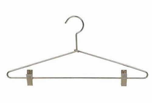 Metal Suit Hanger with Chrome Pant Clips