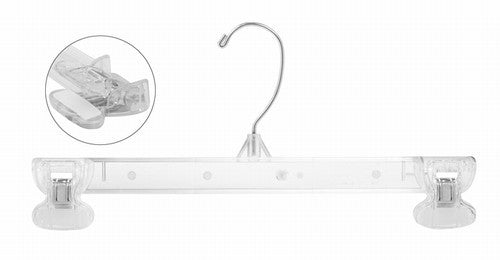 Clear Plastic Kids Combo Hanger w/ Adjustable Cushion Clips, Box